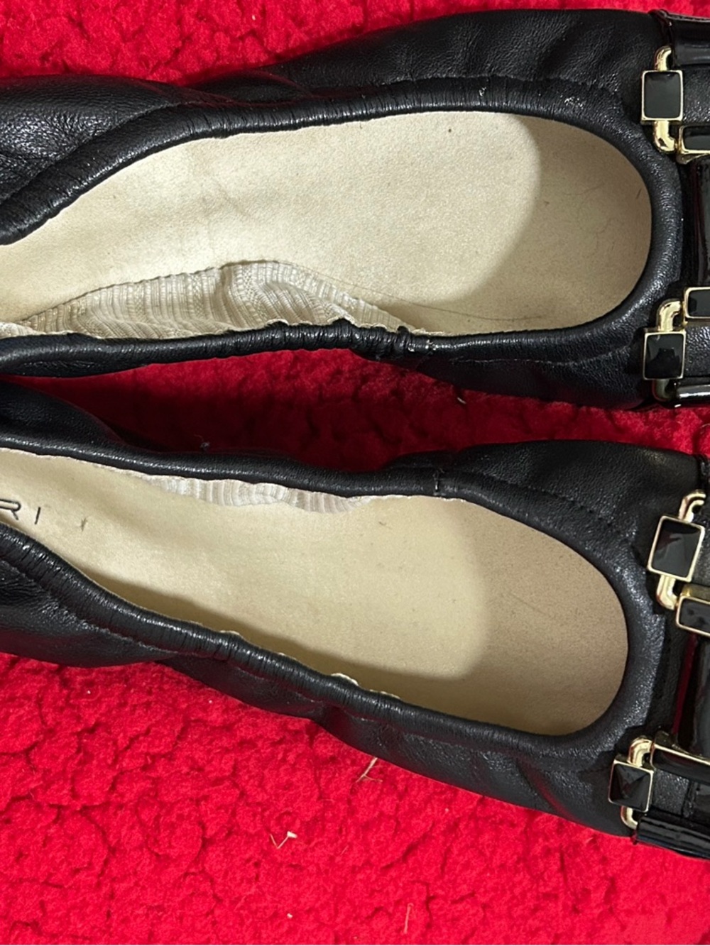 Source Unknown Black Ballet Flats with Gold Accent